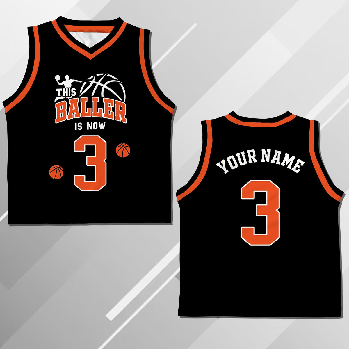 Detailed front view of the personalized basketball kids jersey