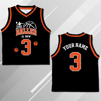 Detailed front view of the personalized basketball kids jersey
