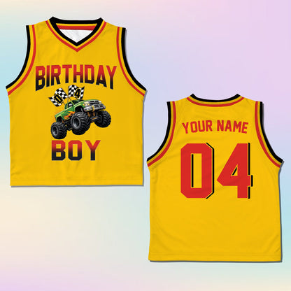 Yellow youth kids jersey for birthday, front view