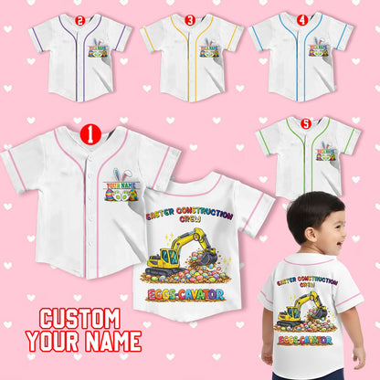 Lifestyle image of the easter construction kids jersey