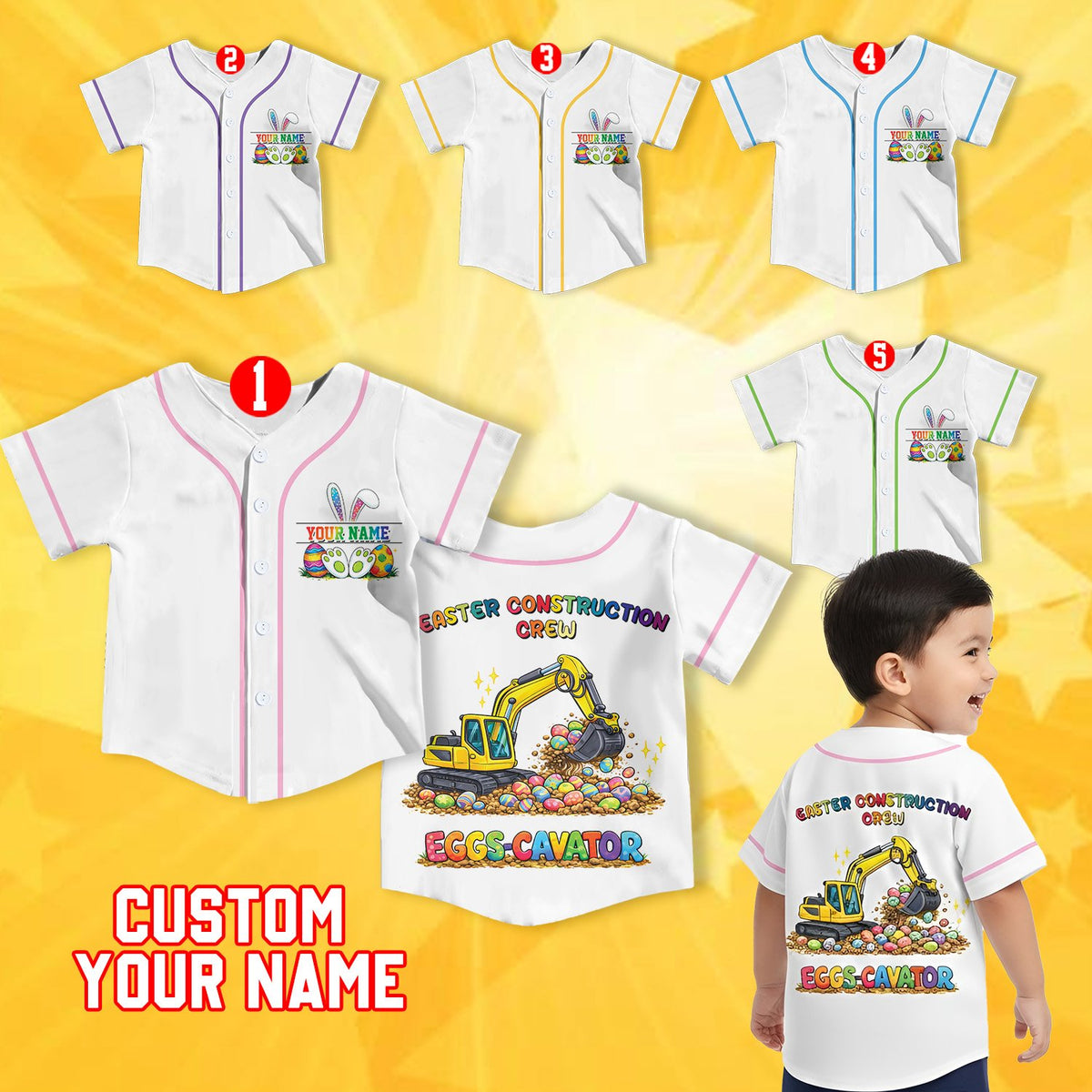 Child wearing the personalized kids jersey outdoors