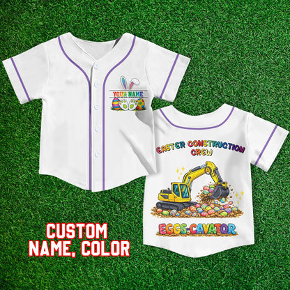 Front view of the personalized easter kids jersey with custom name