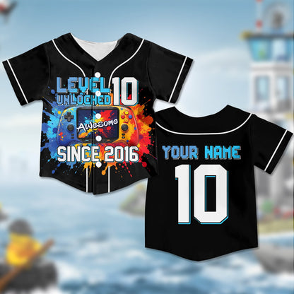 Personalized black gaming kids jersey alternate front view