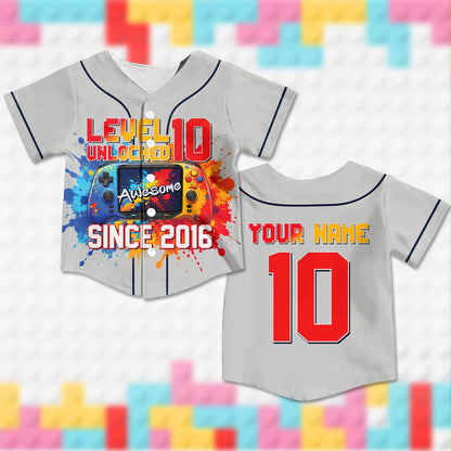 Personalized gray gaming kids jersey back view with custom name