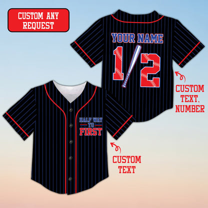 Front view of the black personalized kids jersey