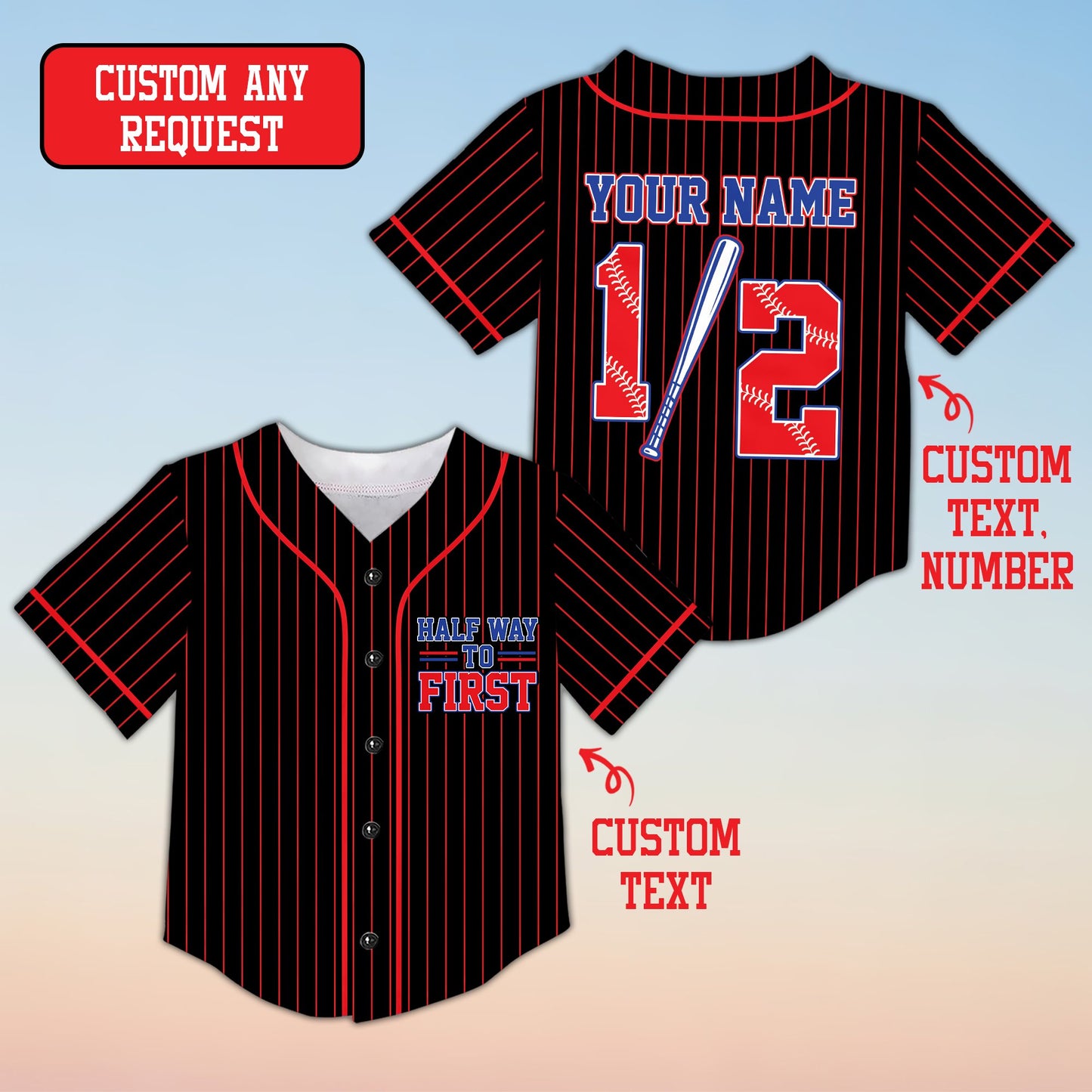 Another detailed view of the personalized kids jersey