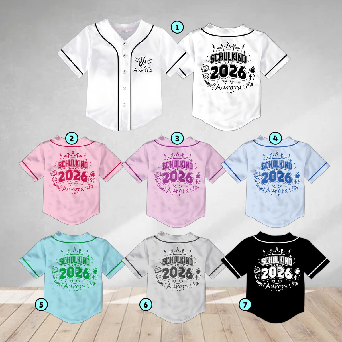 Additional view of the multicolor custom kids jersey for school