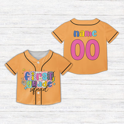 Front view of orange first grade squad kids jersey