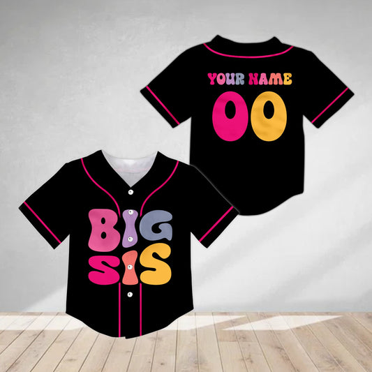 Black siblings kids jersey featuring retro bubble lettering, main view