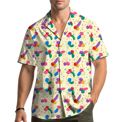 Another front view of the yellow adult hawaiian shirt