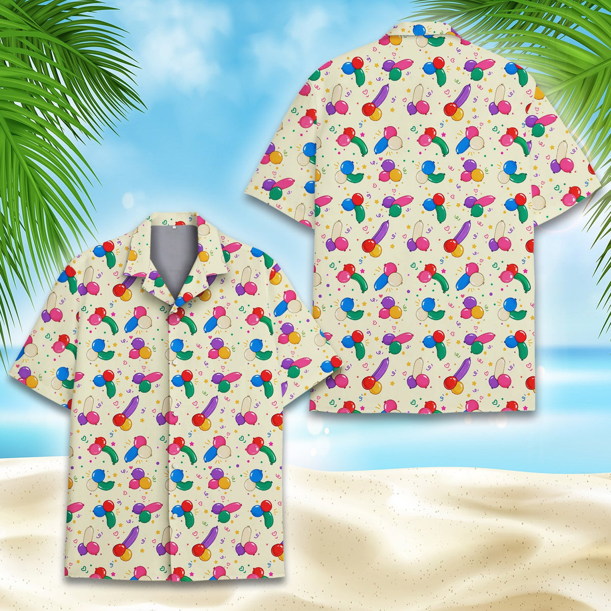 Detailed front view of the matching family hawaiian shirts