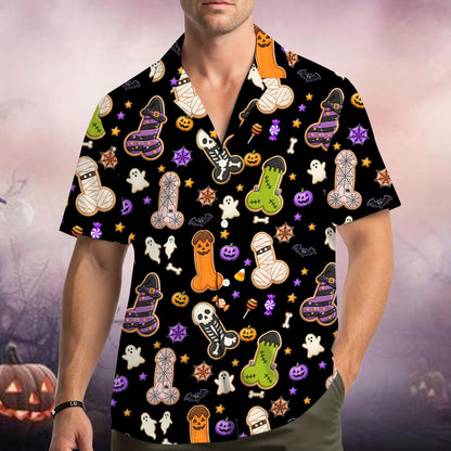 Another lifestyle view of the black adult Hawaiian shirt