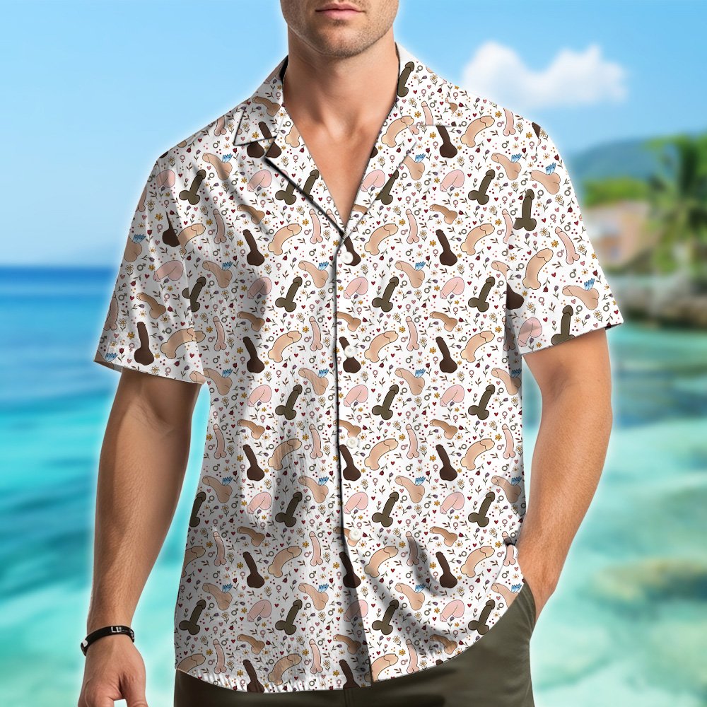 Lifestyle view three of adult humor hawaiian shirt