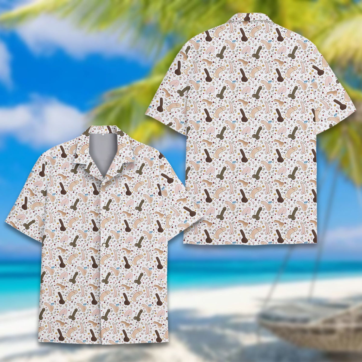 Lifestyle view four of adult humor hawaiian shirt