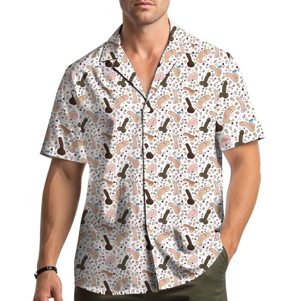 Lifestyle view of adult humor hawaiian shirt