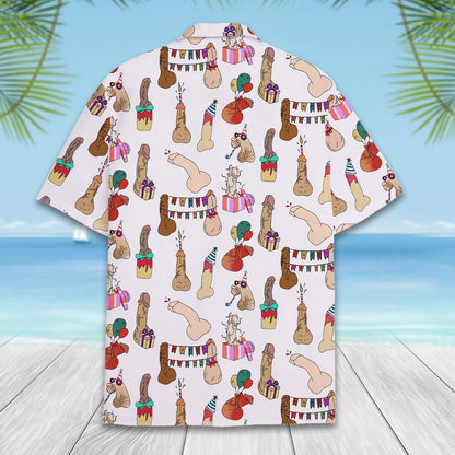 Detailed back view of the party hawaiian shirt