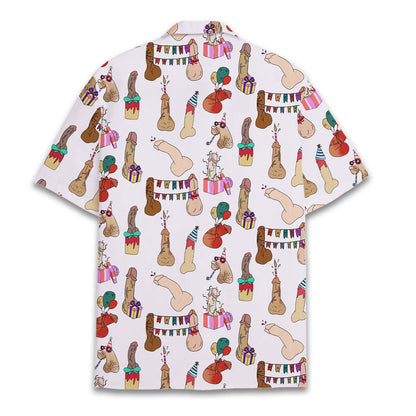 Back view of the white adult hawaiian shirt