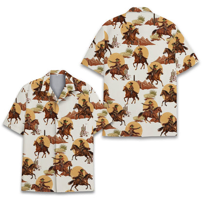 Detailed front view of the matching family alien western hawaiian shirt