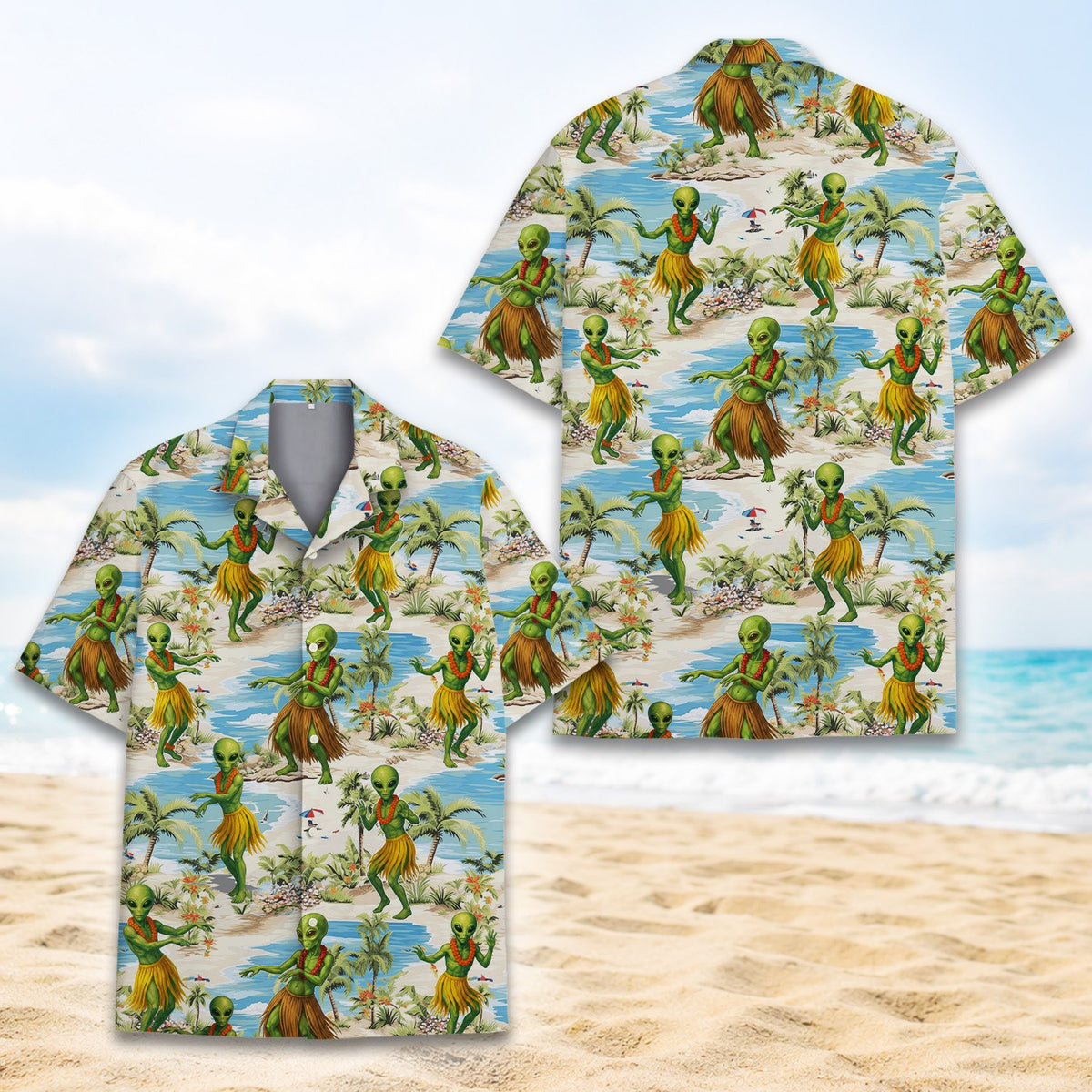 Alien Hawaiian shirt alternative back view