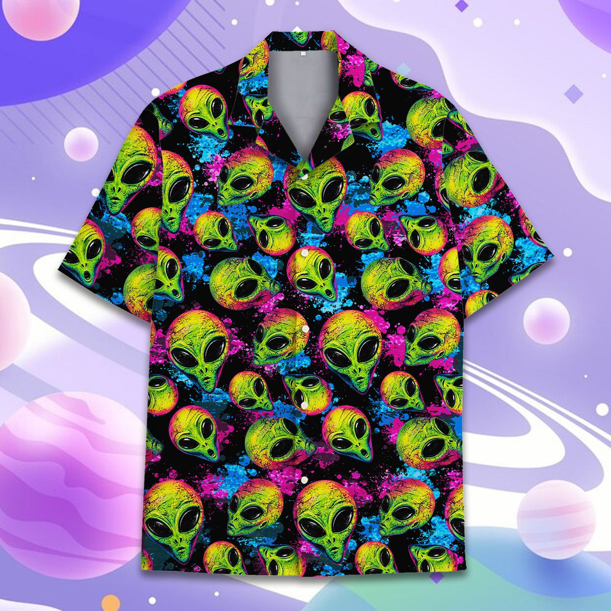Alien abstract hawaiian shirt, main view 4