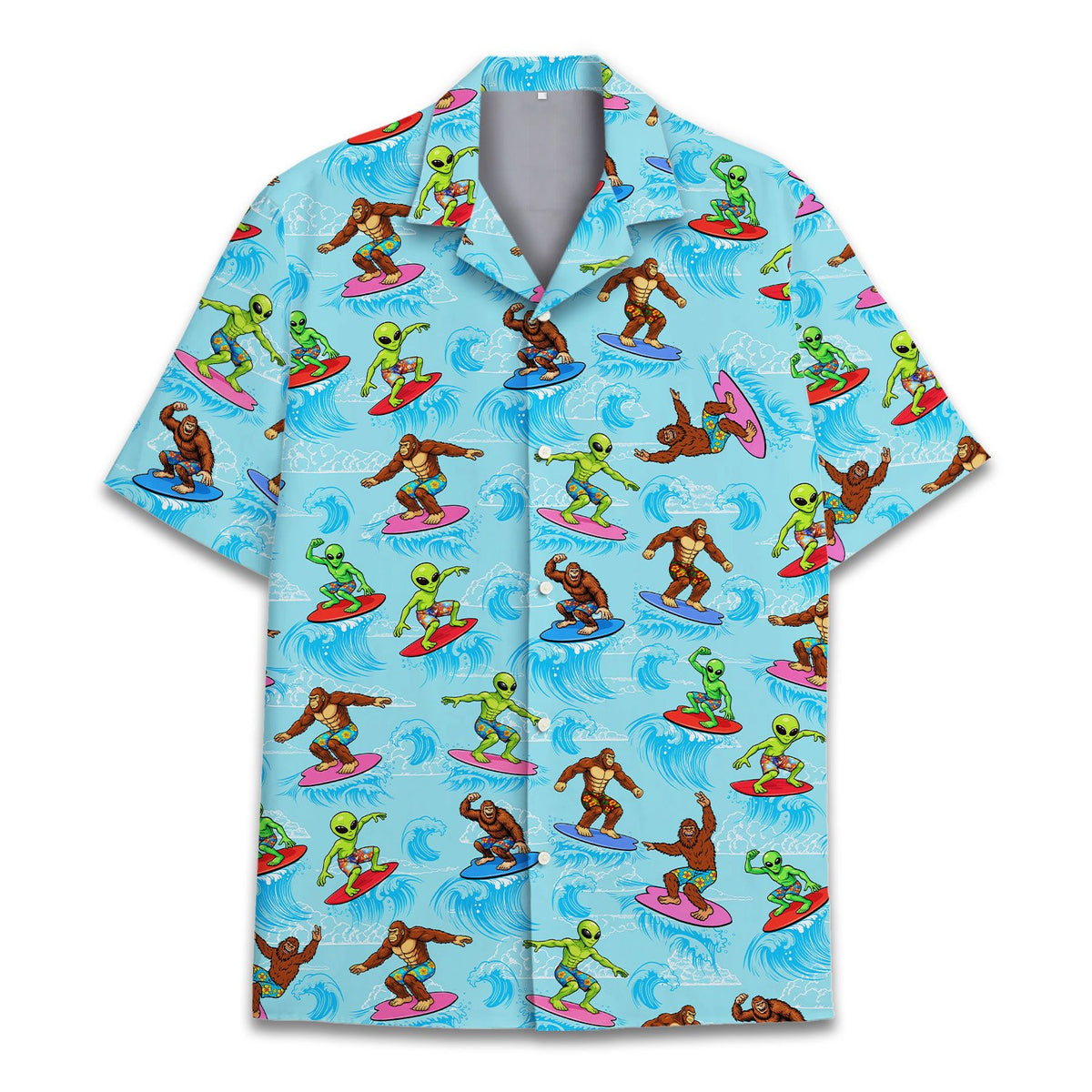 Alternative front view of matching family hawaiian shirts