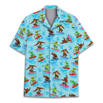Alternative front view of matching family hawaiian shirts