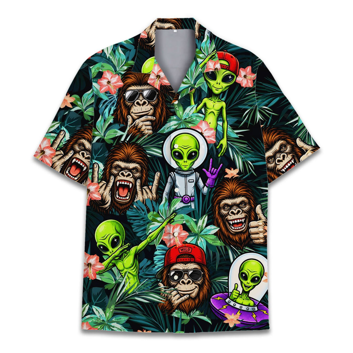 Front view of the matching family hawaiian shirt design