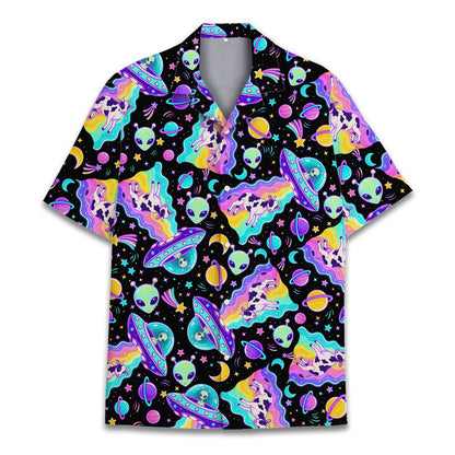 Front view 6 of extraterrestrial theme family hawaiian shirt