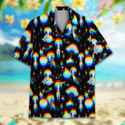 Detailed front view of the alien and planet abstract pattern