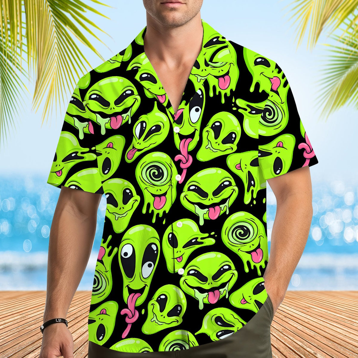 Second lifestyle view of the matching family hawaiian shirt