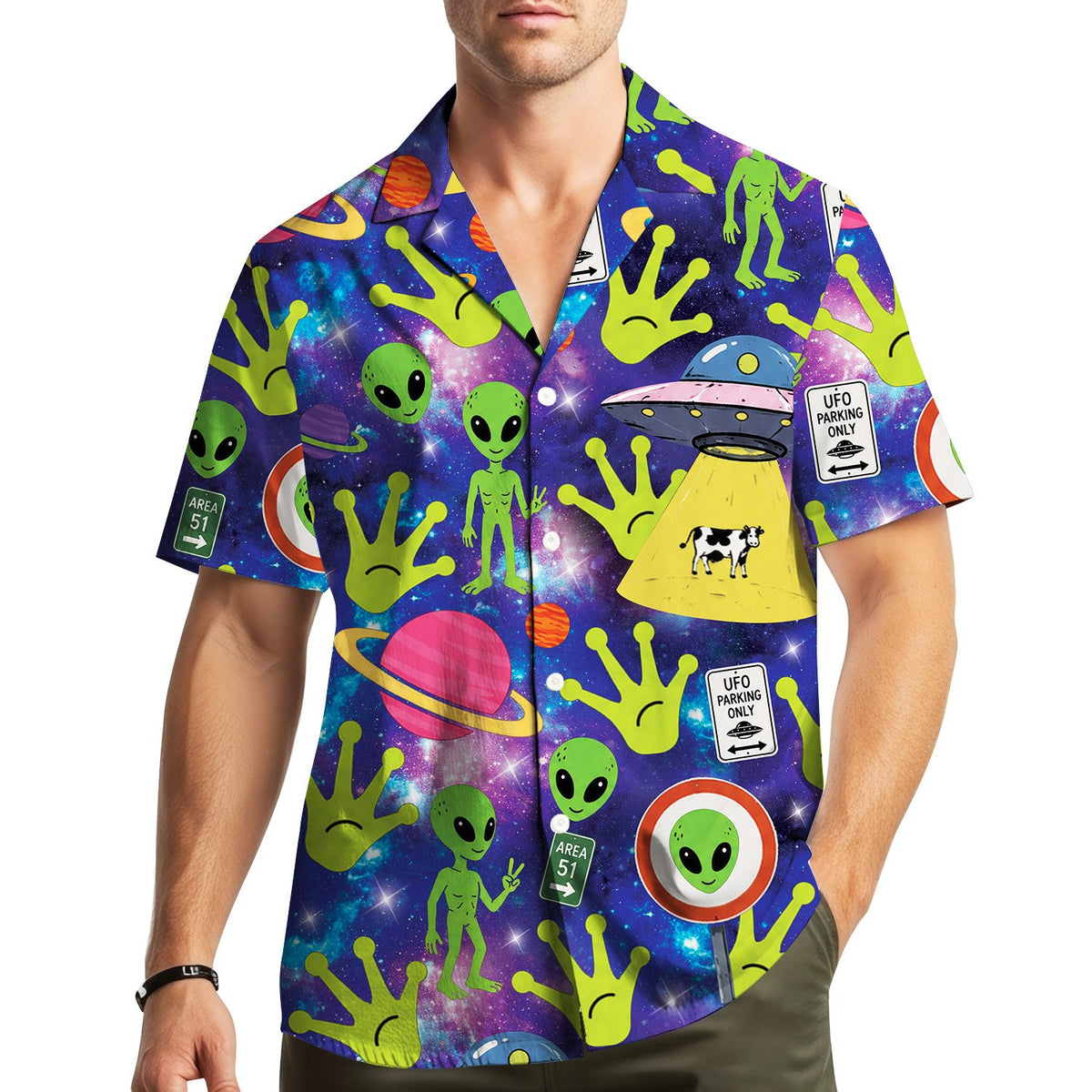 Fifth lifestyle view of the aliens hawaiian shirt