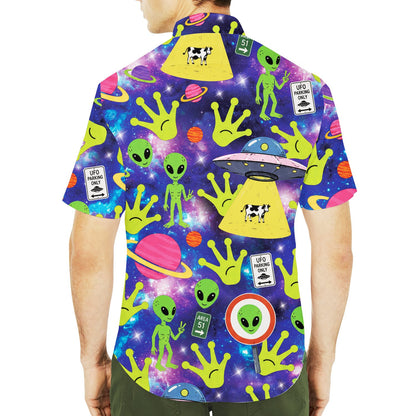 Sixth lifestyle view of the starry galaxy alien shirt