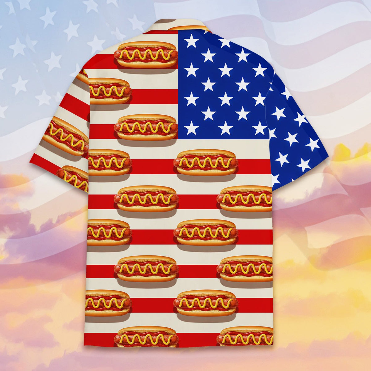 Detailed back view of the American hawaiian shirt