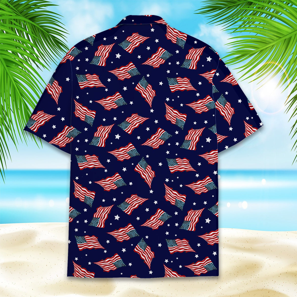 Detailed back view of the hawaiian shirt