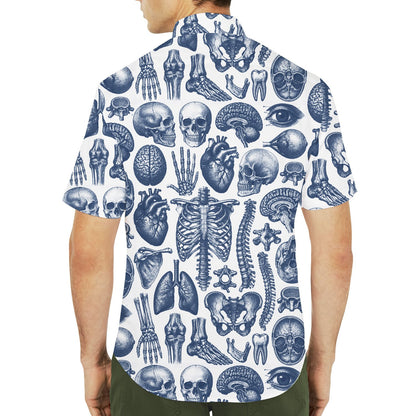 Second back view of multicolor anatomy hawaiian shirt