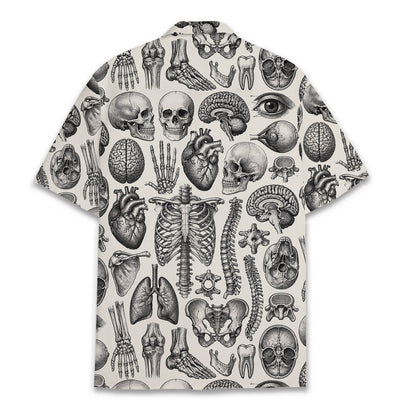 Fourth back view of multicolor anatomy hawaiian shirt