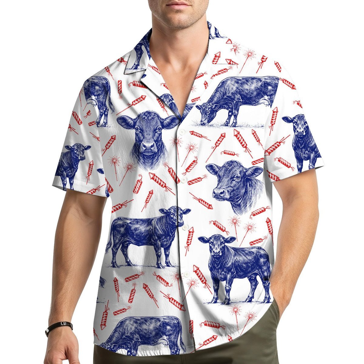 Family wearing matching hawaiian shirts lifestyle view outdoors