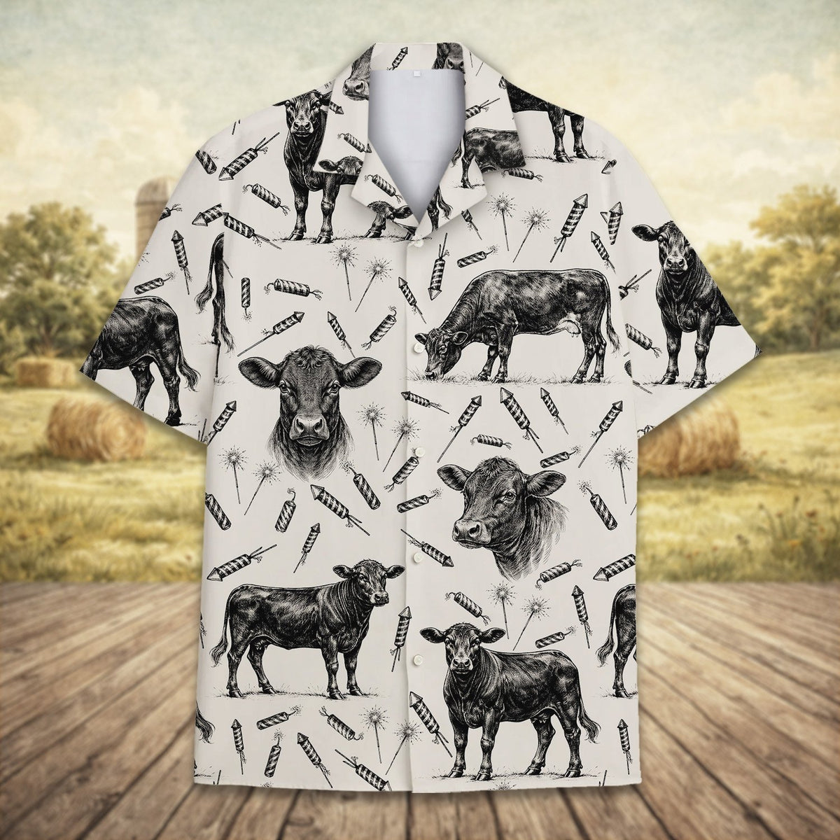 Front flat lay of the matching family Hawaiian shirt