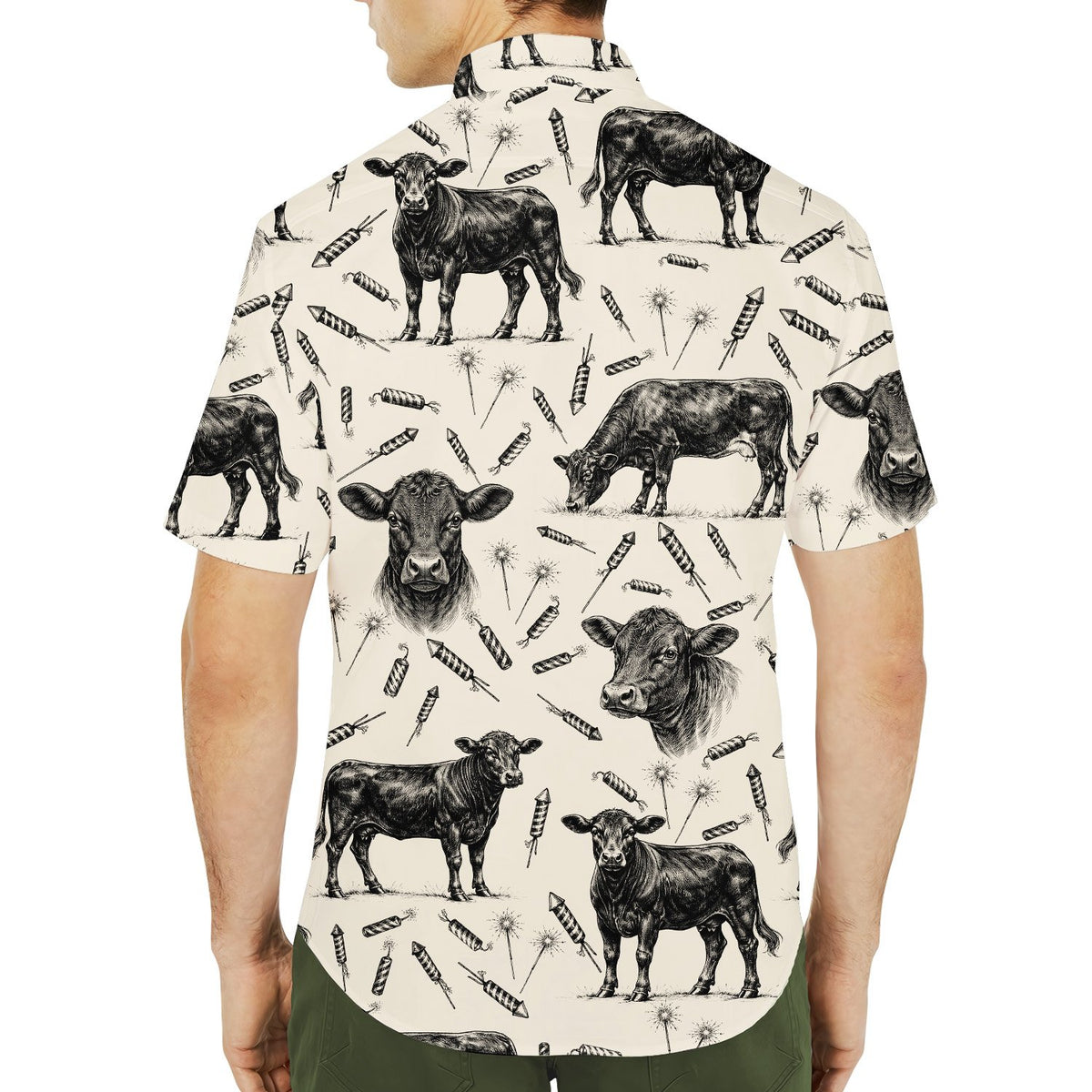 Second lifestyle image showing the matching family Hawaiian shirt outdoors