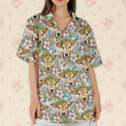 Back view of someone wearing the animal floral hawaiian shirt outdoors, lifestyle view