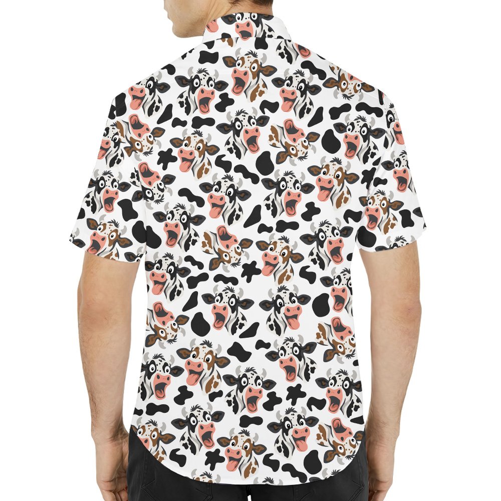 Stylized back view of the cow pattern family Hawaiian shirt