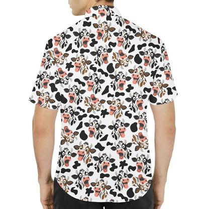 Stylized back view of the cow pattern family Hawaiian shirt