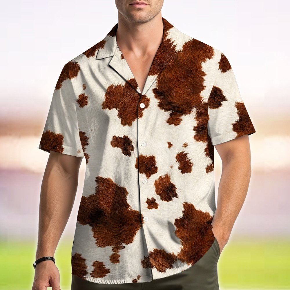 Lifestyle image featuring the animal print hawaiian shirt
