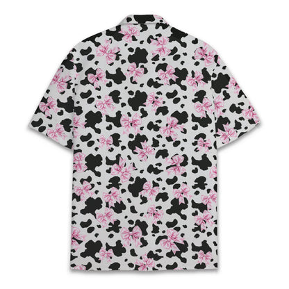 Alternate back view of the animal print hawaiian shirt