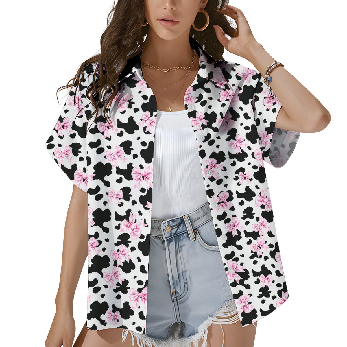 Second lifestyle image of the animal print hawaiian shirt