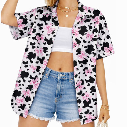 Third lifestyle image showing the bows hawaiian shirt in action