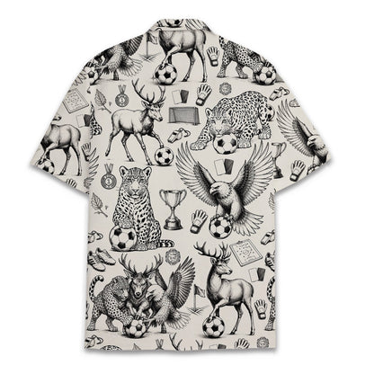 Back view of the animals and soccer hawaiian shirt