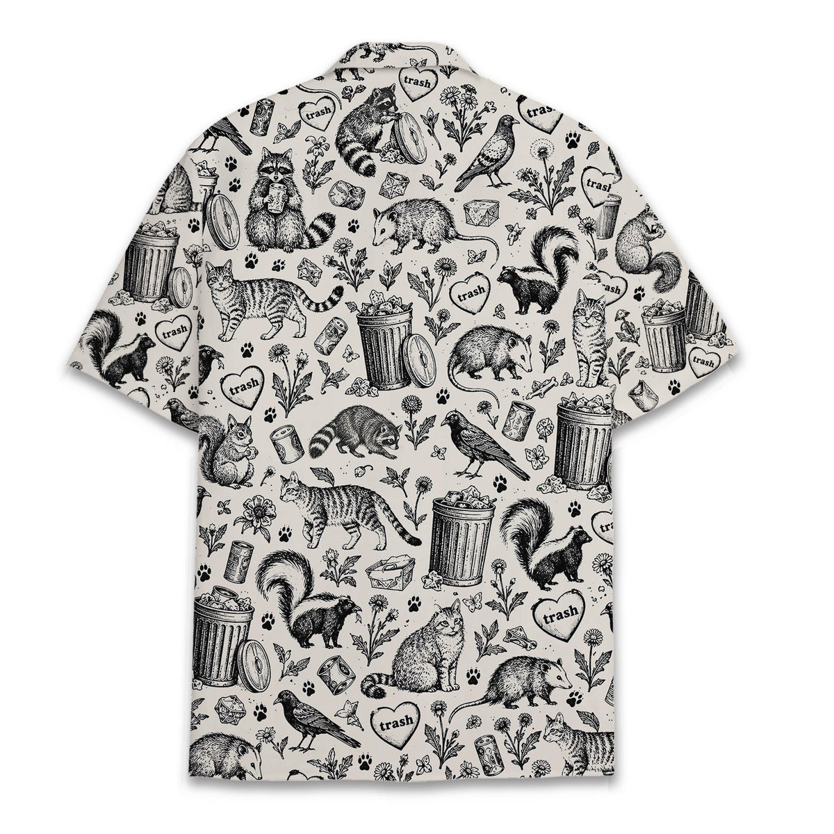 Back view of the vintage urban animals hawaiian shirt