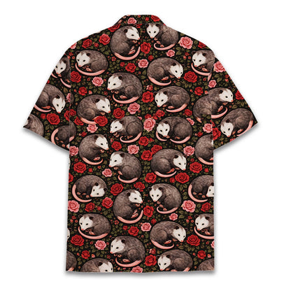 Back view of the animals hawaiian shirt with floral pattern