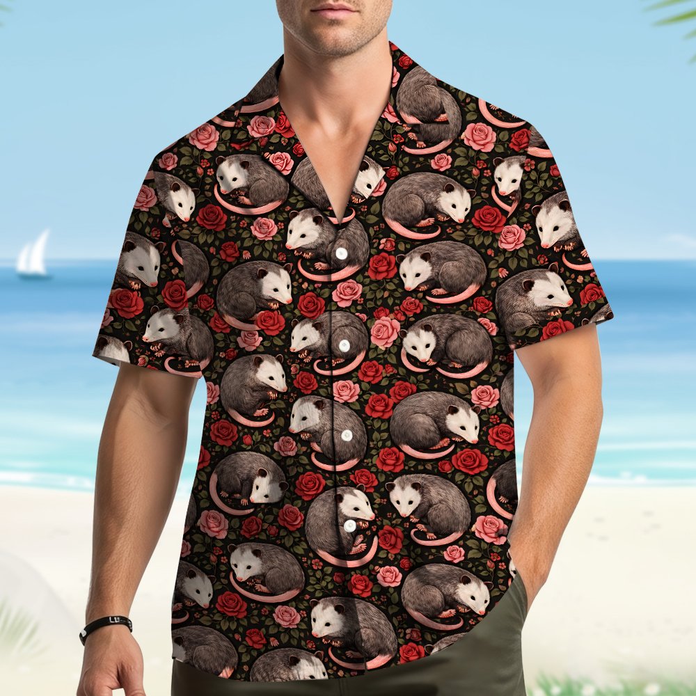 Another lifestyle view showing the matching family hawaiian shirt style